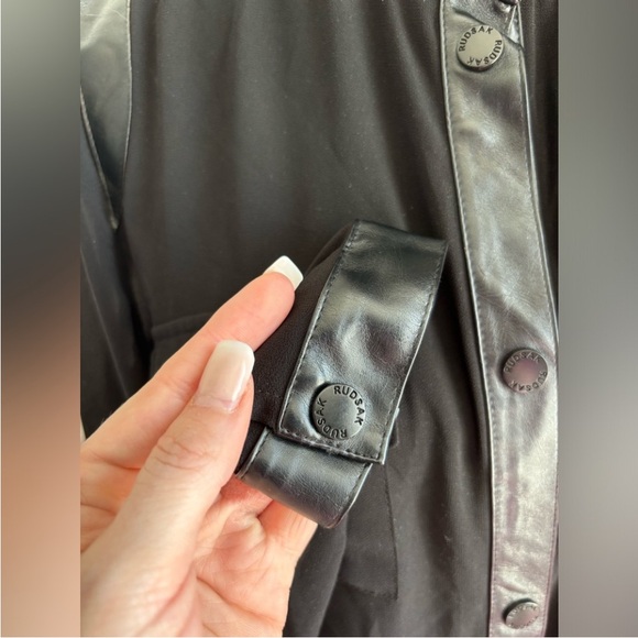 Genuine Lambskin leather detailing on this sheer military style blouse - Picture 3 of 5
